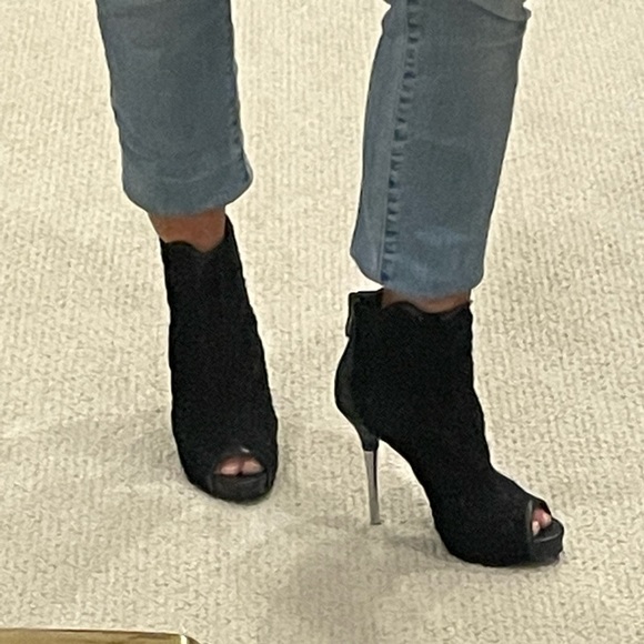 Bebe Black Lace Stiletto Ankle Boot - Picture 2 of 7
